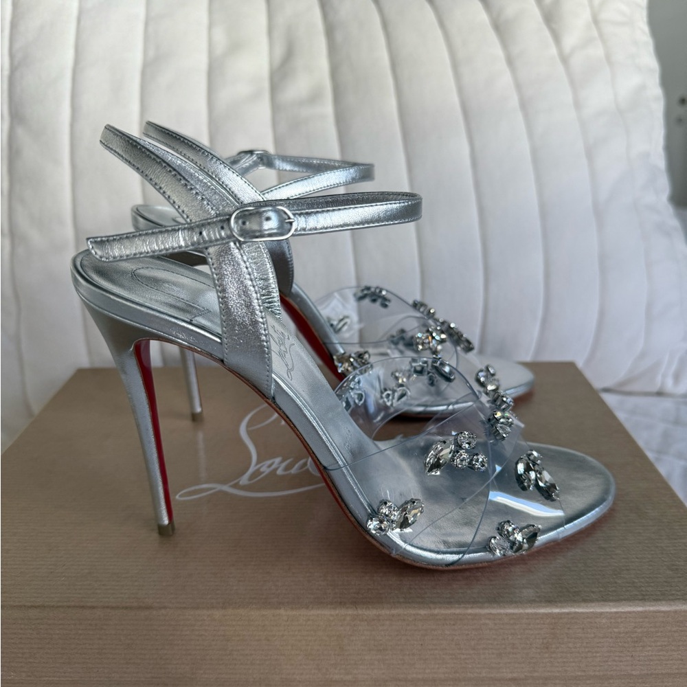 Christian Louboutin PVC Embellished Heels Sandals. Size 39IT / 9US. Brand New!